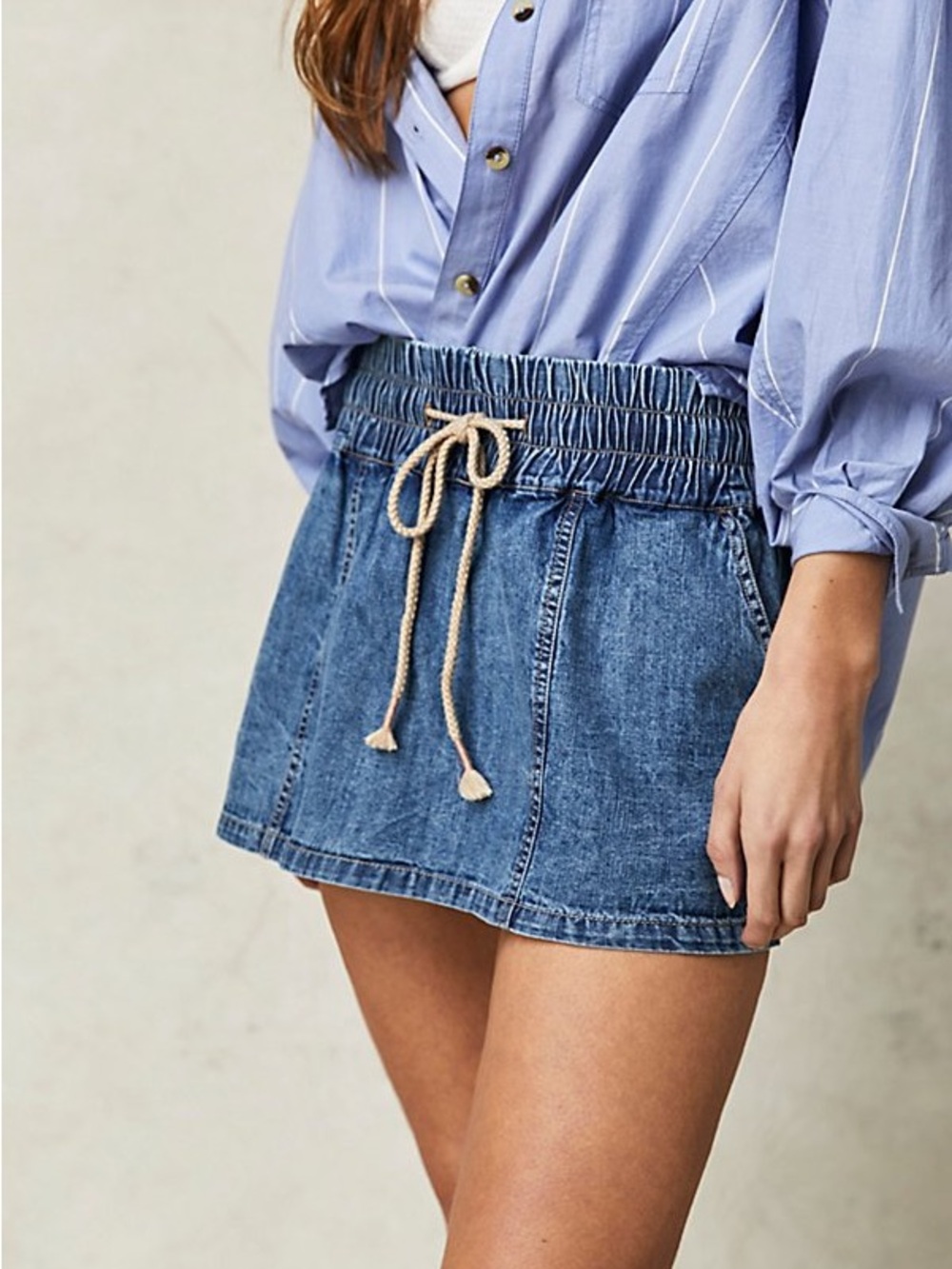 Free People We The Free Madeline Pull-On Denim Skort Blue - Size XS